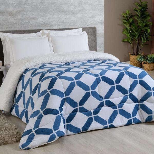 Coberdrom Robust Queen Manta Sherpa 1 Peça Azul