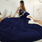 Coberdrom Sherpa Cobertor Queen Dupla Face Casal Azul Marinho