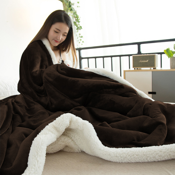 Coberdrom Sherpa Cobertor Queen Dupla Face Casal Marrom Casen