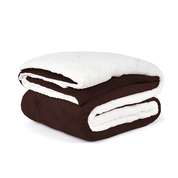 Coberdrom Sherpa Cobertor Tabaco Queen Size Dupla Face Sherpa