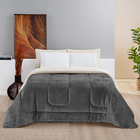 Coberdrom Sherpa Com Manta Queen Dupla Face Cinza Casen