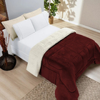 Coberdrom Sherpa Com Manta Queen Dupla Face Vermelho Casen