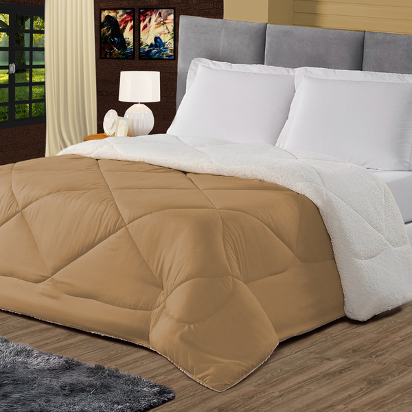 Coberdrom Sherpa Dupla Face 2 Em 1 Queen Bege Casen