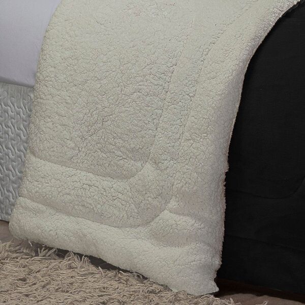 Coberdrom Sherpa E Flannel Atenas Queen 01 Peça - Preto