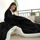 Coberdrom Sherpa Edredom Queen Dupla Face Casal Preto Casen