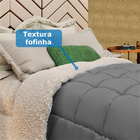 Coberdrom Sherpa Queen Moda Vegana Dupla Face 2 Em 1 Cinza Ca