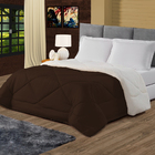 Coberdrom Sherpa Solteiro Dupla Face Marrom Casen