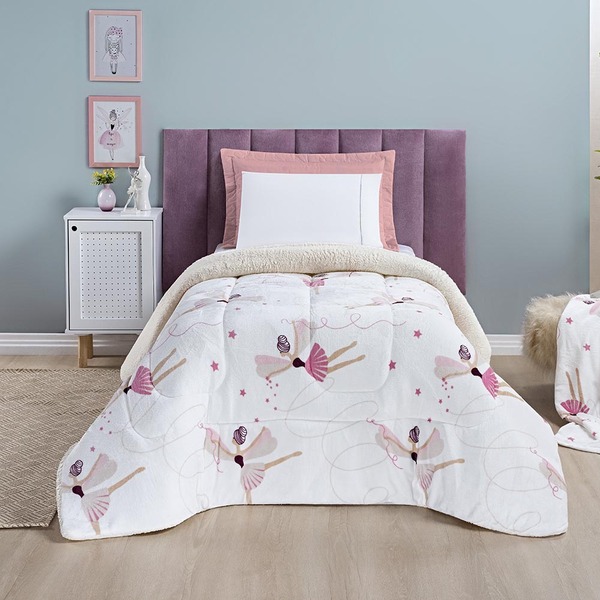 Coberdrom Solteiro Carrosel Kids Manta Flannel Sherpa Infanti