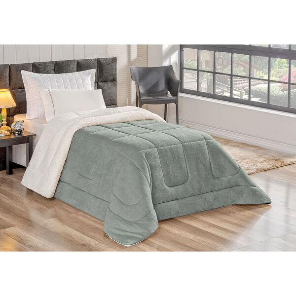 Coberdrom Solteiro Soft Cinza Valle Enxovais 1 Peça