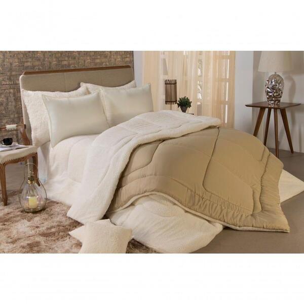 Coberdron Queen Size Aspen Dupla Face Sherpa Avelã