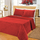 Cobermanta Grid Camurça Casa Dona 3 peças Vermelho
