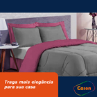 Coberta 6 Peças Casal Queen Dupla Face Casen Cinza Rosa