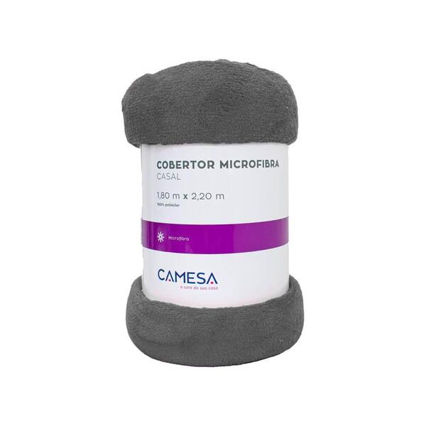 Cobertor Casal Manta Microfibra Antialérgico 1,8x2,2m Cinza -