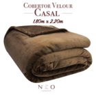 Cobertor Casal Velour Microfibra Neo Classico Camesa Marrom
