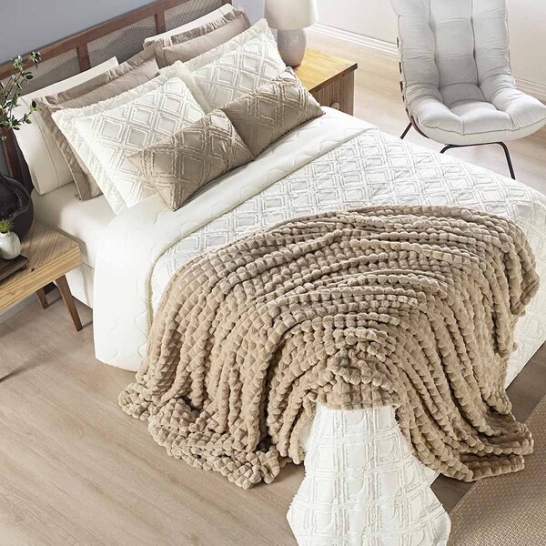 Cobertor Comfy Queen Manta Ultrasoft Alto Relevo Super Macia