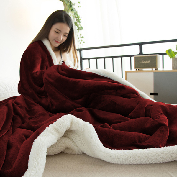 Cobertor/edredom Sherpa Queen Dupla Face Inverno Casen Vermel