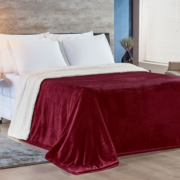 Cobertor King Alaska Dupla Face Sherpa/mantinha 1 Peça - Vinho