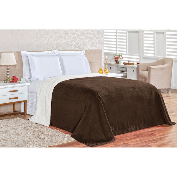 Cobertor King Tabaco Toque de Lã de Carneiro Sherpa Black Friday