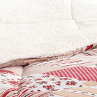 Cobertor Lã De Carneiro Estampado Patchwork Vermelho Dupla Fa