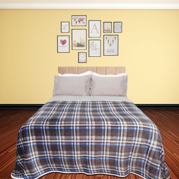 Cobertor Leve Quente Manta E Sherpa 2,40x2,20 Metros Xadrez C