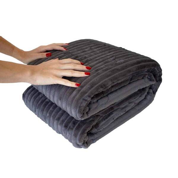 Cobertor Manta Microfibra Canelada Solteiro (toque Aveludado)