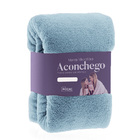 Cobertor Manta Microfibra - Casal - Liso - Azul Claro - 1 80m