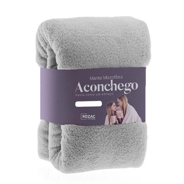 Cobertor Manta Microfibra - Casal - Liso - Gelo - 1 80m X 2 2