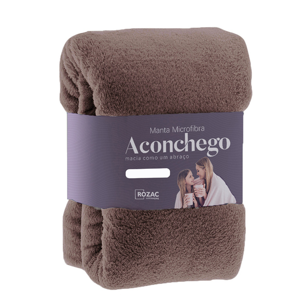 Cobertor Manta Microfibra - Casal - Liso - Marrom - 1 80m X 2