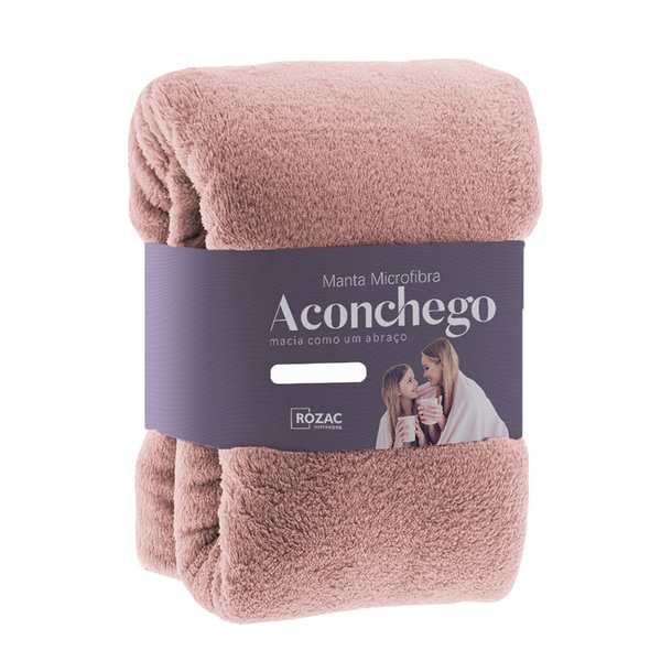 Cobertor Manta Microfibra - Casal - Liso - Rosé - 1 80m X 2 2