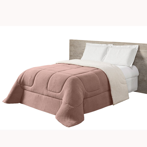 Cobertor Manta Sherpa Queen Dupla Face Maya - Rosê