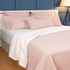 Cobertor Piquet Com Sherpa Queen Dupla Face  Rose