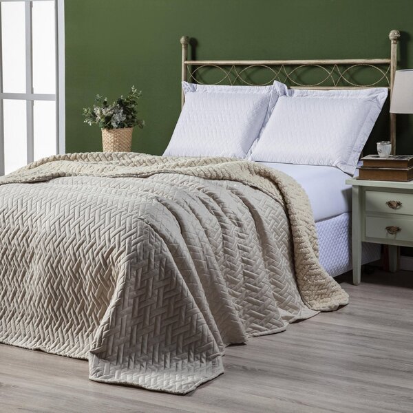 Cobertor Queen 1 Peça Tecido Percal Rosê Sherpa Casaborda Rosê