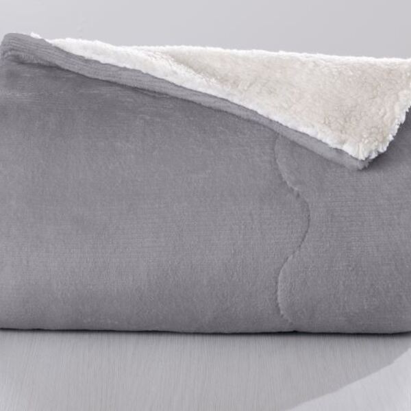 Cobertor Sherpa Casal 220 X 235cm Cinza Cromo Hedrons