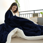 Cobertor Sherpa Queen Dupla Face Inverno Azul Marinho Casen