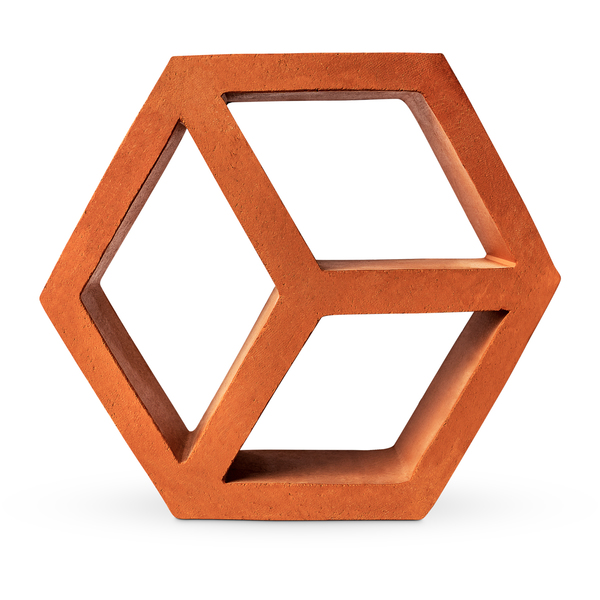 Elemento Vazado Cobogó Cubo 26x22x8,5cm Vermelho Natural Colibri