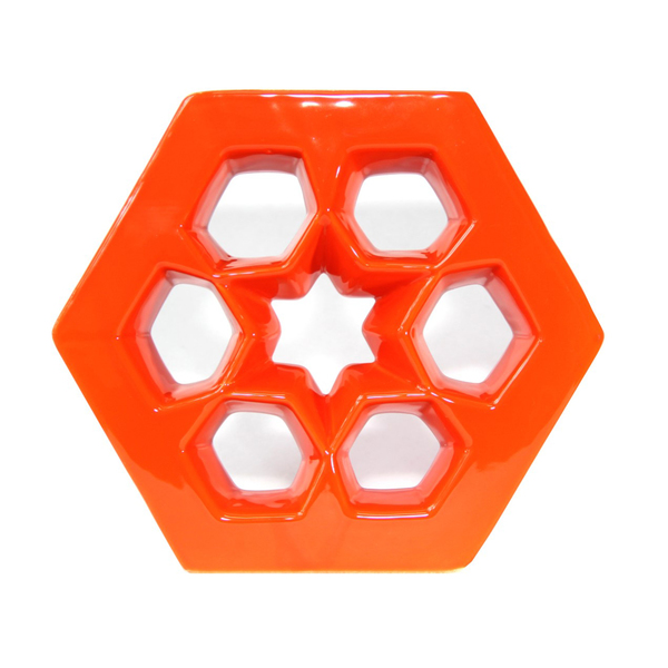 Elemento Vazado Cobogó Esmaltado Musharabi 25x29x7,5 Laranja Cerâmica Martins