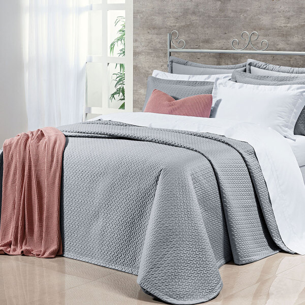 Cobre Leito 100% Algodão King 400 Fios Egípcio Cinza + Jogo D