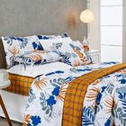 Cobre Leito 200 Fios Casal Floreal 03 Peças - Leaves