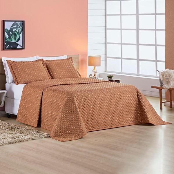 Cobre Leito 200 Fios Casal Ravena 03 Peças Terracota