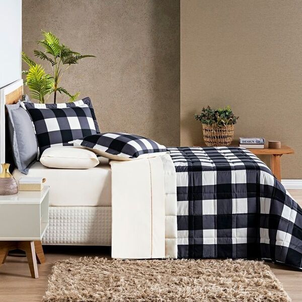 Cobre Leito 200 Fios Dolce Vita King 03 Peças - Preto