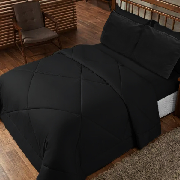 Cobre Leito 3 Pçs Casal Queen Dupla Face Casen  Preto