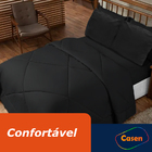 Cobre Leito 3 Pçs Casal Queen Dupla Face Casen Preto