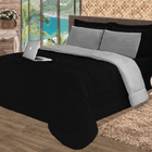 Cobre Leito 6 Pçs De Verão Casal Queen Preto E Cinza Casen