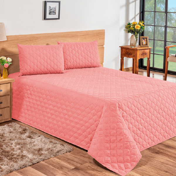 Cobre Leito  Clean 3pçs Casal Queen Rosé Casen
