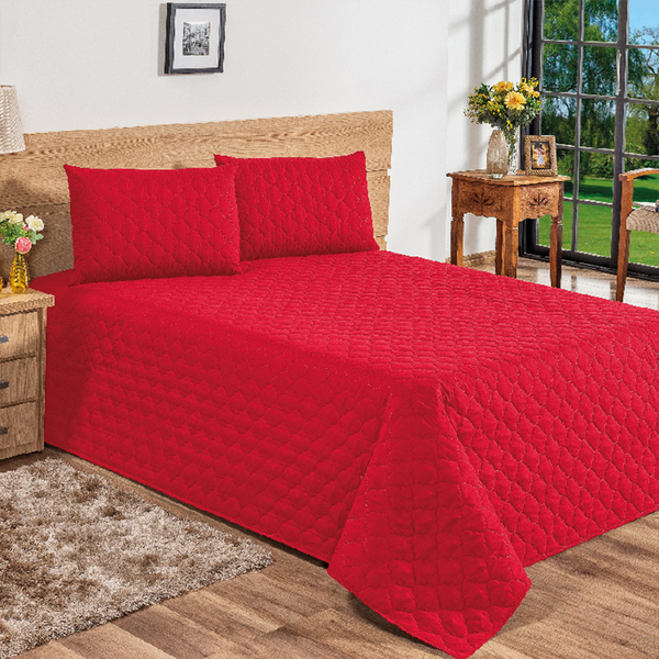 Cobre Leito  Clean 3pçs Casal Queen Vermelho Casen