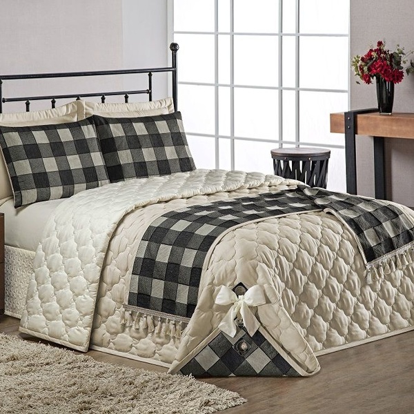 Cobre Leito Amaro Casal Queen 8 Peças Dupla Face Preto