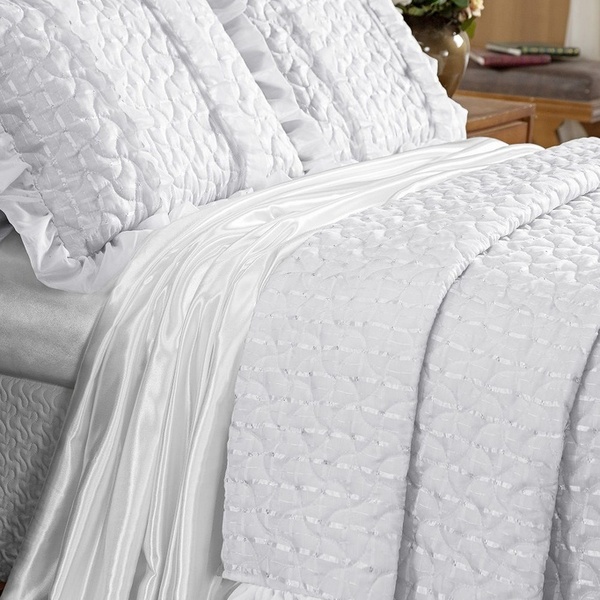 Cobre Leito Ametista Casal King 7 Peças Branco