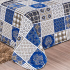 Cobre Leito Azul Estampado Queen Patchwork 3 Peças