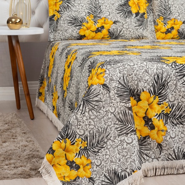 Cobre Leito Basic Queen 03 Peças Amarelo