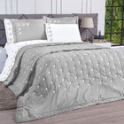 Cobre Leito Bordado Casal Queen 3 Peças Cinza Micropercal 200